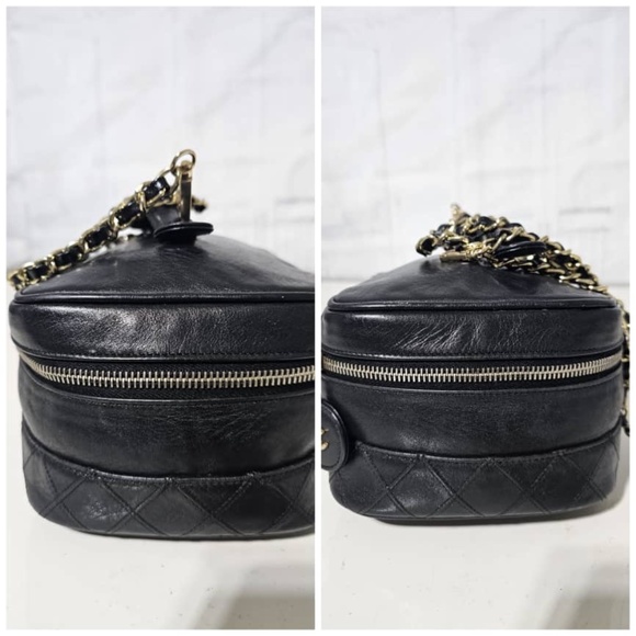 Authentic CHANEL Vanity Cosmetic Bag Leather Black - Picture 3 of 11